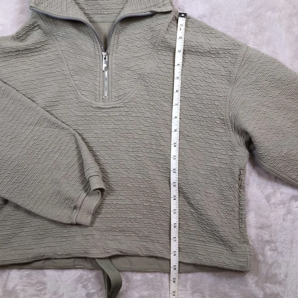 Lululemon‎ Textured Half Zip Pullover Womens Small / XS Green Cinch Hem Cropped